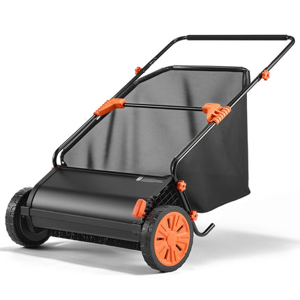 Push Lawn Sweeper, 26 in Sweep, 7 cu ft Hopper Bag