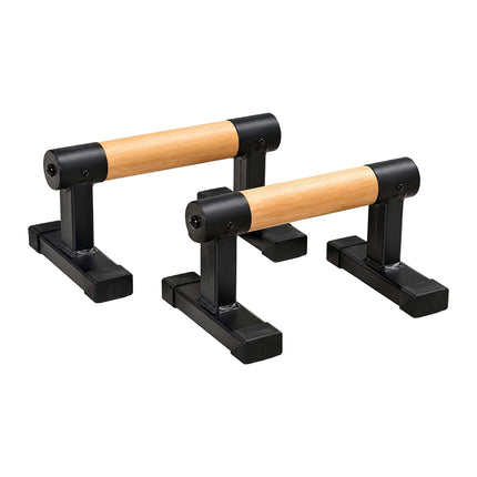 Push-Up Bars with Beech Wood Grips and Steel Frame, Set of 2, 120 kg Load