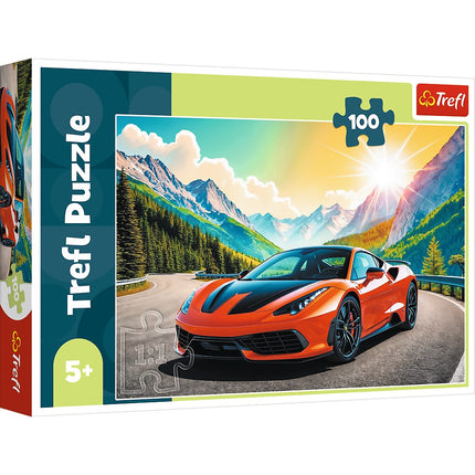 Puzzle cursă împotriva timpului, 100 de piese, tema mașini sport