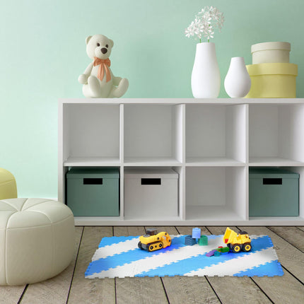 Puzzle mat albastru-alb