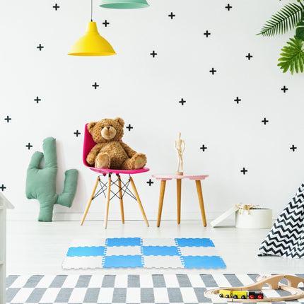 Puzzle mat albastru-alb