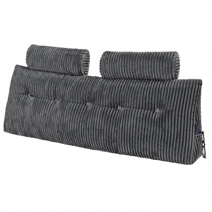 Queen Headboard Wedge Pillow, Pockets, Washable Cover, Grey