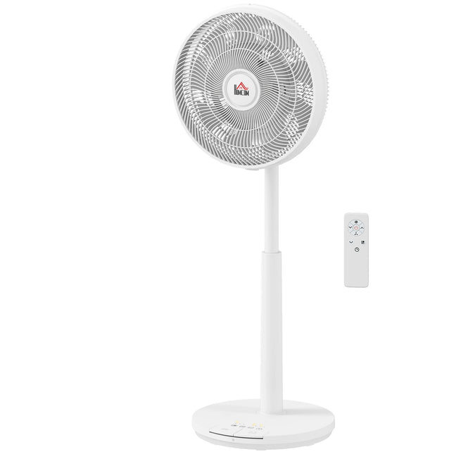 Ventilator liniștit pe piedestal cu telecomandă, ventilator cu 12 trepte de viteză, temporizator, înclinare și oscilație reglabile, moduri de repaus, alb |