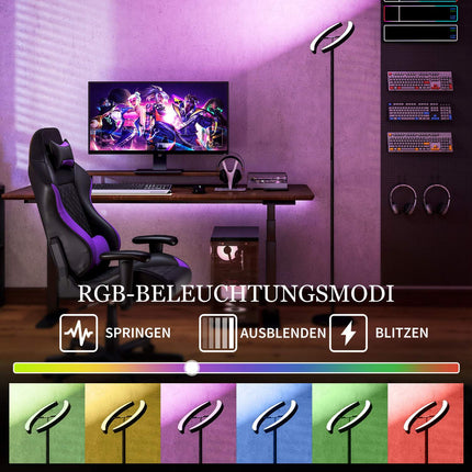 Lampă de podea RGB, reglabilă, capete rotative, neagră