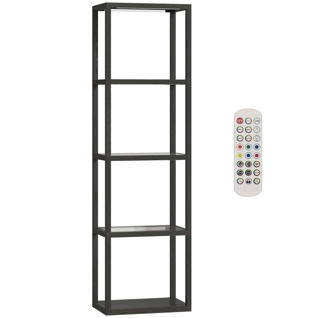 Lampă de podea RGB cu rafturi din sticlă, LED, telecomandă, sincronizare muzicală