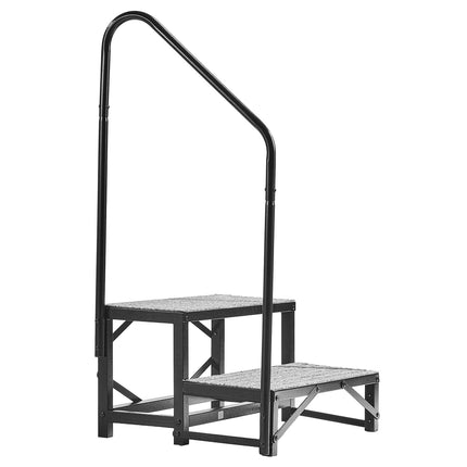 RV Steps With Handrail, 2-Step, 660 lb, Non-Slip