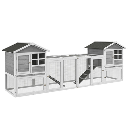 Rabbit hutch with cover & ramp, wood, grey