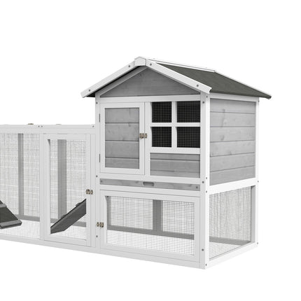 Rabbit hutch with cover & ramp, wood, grey
