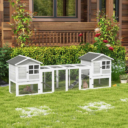 Rabbit hutch with cover & ramp, wood, grey