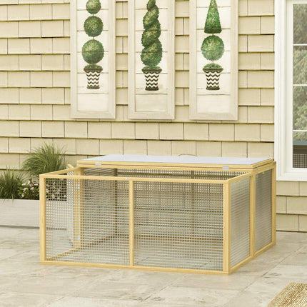 Wooden rabbit cage with open roof, 120x120x57 cm