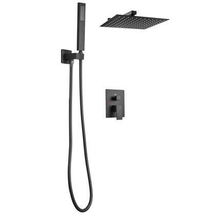 Rainfall Shower System, 12-In Square Head, Handheld, Matte Black