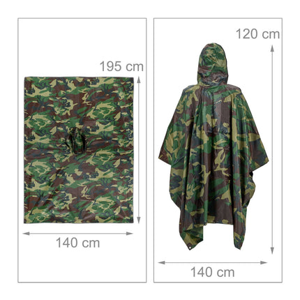 Poncho de ploaie cu utilizări multiple, camuflaj 3 în 1