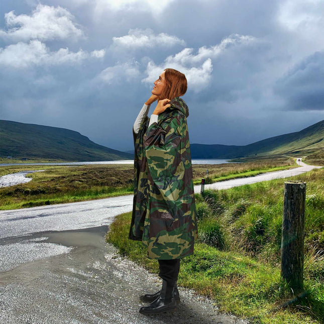 Poncho de ploaie cu utilizări multiple, camuflaj 3 în 1