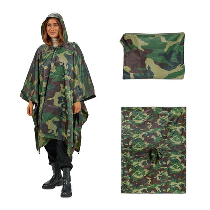 Poncho de ploaie cu utilizări multiple, camuflaj 3 în 1