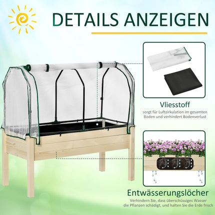 Raised bed Cold frame, Spruce Wood, 121x55x117 cm