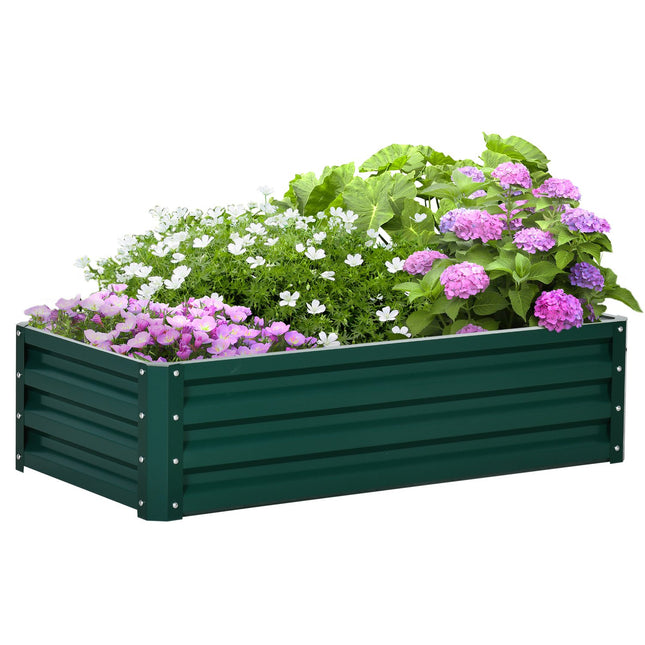 Pat înălțat din oțel Cutie pentru plante Pat de legume antirugină cu fund deschis pentru grădină și balcon Verde 120 X 60 X 30,5 Cm