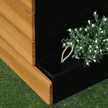 Pat înălțat cu 4 cutii de plante, cutie de flori cu sistem de auto-udare, căptușeală din lână pentru grădină, lemn, maro, 79,5 X 49,5 X 80 Cm