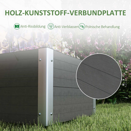Raised Garden Bed 60 x 60 x 30 cm, Open Bottom, Weatherproof, Dark Grey