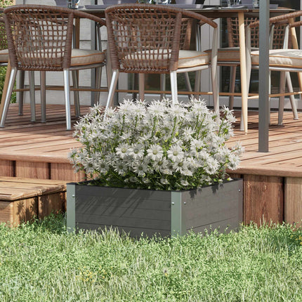 Raised Garden Bed 60 x 60 x 30 cm, Open Bottom, Weatherproof, Dark Grey