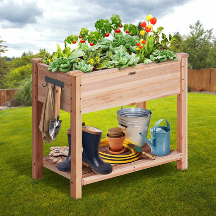 Raised Garden Bed, Fir Wood Planter With Legs 33.9x18.1