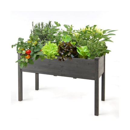 Pat de grădină înălțat, jardinieră mare din lemn, 125x59x76 cm