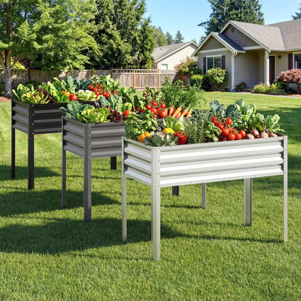Raised Garden Bed With Legs, Metal Elevated Planter, Black