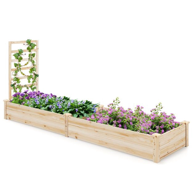 Strat de grădină înălțat cu spalier, lemn de brad, 235x63x102cm