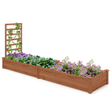 Strat de grădină înălțat cu spalier, lemn de brad, 235x63x102 cm
