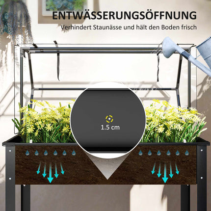 Raised Garden Bed with Greenhouse Cover, 100x48x124 cm, Black