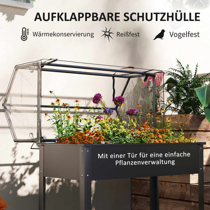 Raised Garden Bed with Greenhouse Cover, 100x48x124 cm, Black