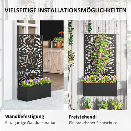 Raised Garden Bed with Trellis, Metal, Black, 8 Gallon Capacity