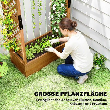 Strat de grădină înălțat cu spalier și acoperiș, 110x44x181 cm din lemn