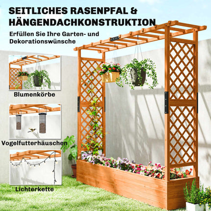 Raised Garden Bed with Trellis and Roof, 196x44x181 cm, Wood