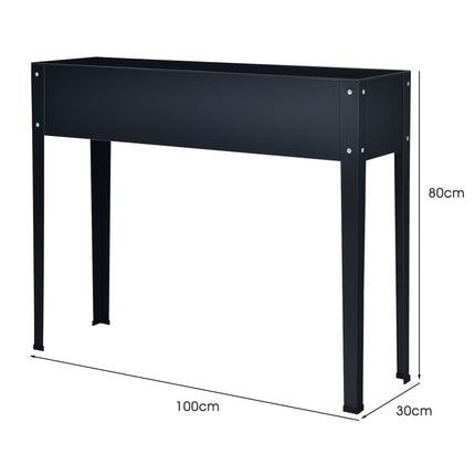 Jardinieră metalică înălțată cu găuri de drenaj, gri
