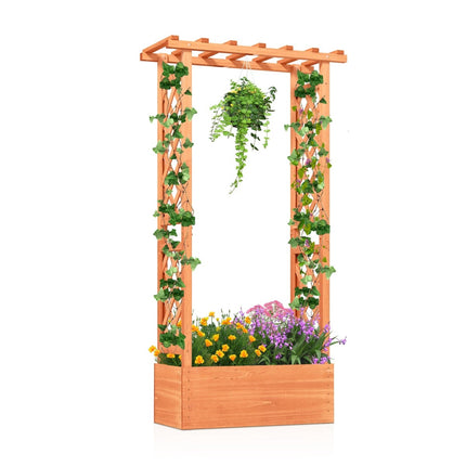 Jardinieră ridicată cu spalier și acoperiș suspendat, lemn