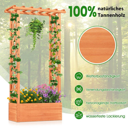 Jardinieră ridicată cu spalier și acoperiș suspendat, lemn