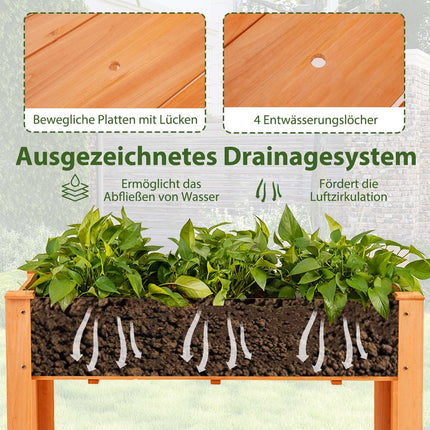 Raised Wooden Garden Bed with Drainage Holes, 120x60x82 cm