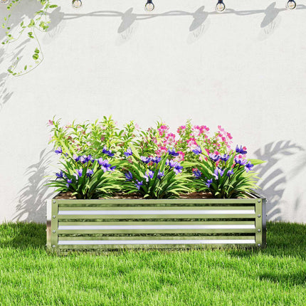 Pat înălțat, cutie de flori, pat de legume, jardinieră, pat de plante pentru grădină, terasă, balcon, oțel, argint, 120 x 120 x 30 cm |