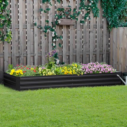 Pat înălțat din oțel 241 x 90,5 x 30 cm cutie de plante cutie de flori pat de grădină pat de ierburi pat de legume gri pentru iubitorii de grădină