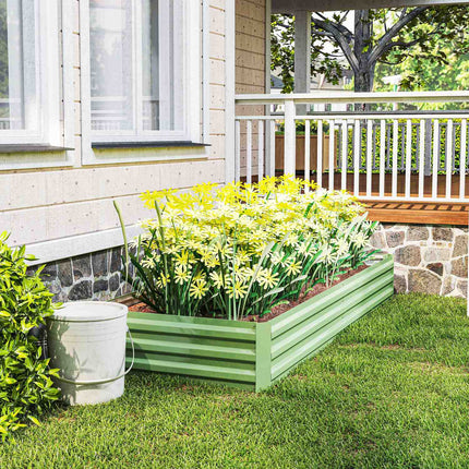 Pat înălțat din oțel, cutie de plante 241 x 90,5 x 30 cm, ghiveci, cutie de flori, pat de grădină, pat de plante, pat de legume pentru balcon, terasă, verde |