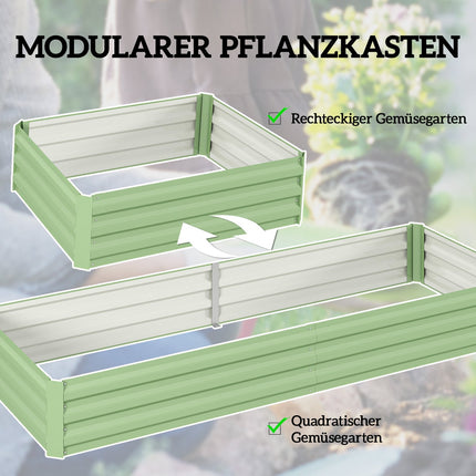 Pat înălțat din oțel, cutie de plante 241 x 90,5 x 30 cm, ghiveci, cutie de flori, pat de grădină, pat de plante, pat de legume pentru balcon, terasă, verde |