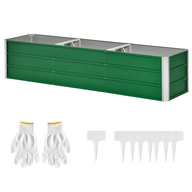 Pat înălțat din oțel jardinieră cutie de flori 183 x 47 x 40 cm cu mănuși verde pentru legume și flori