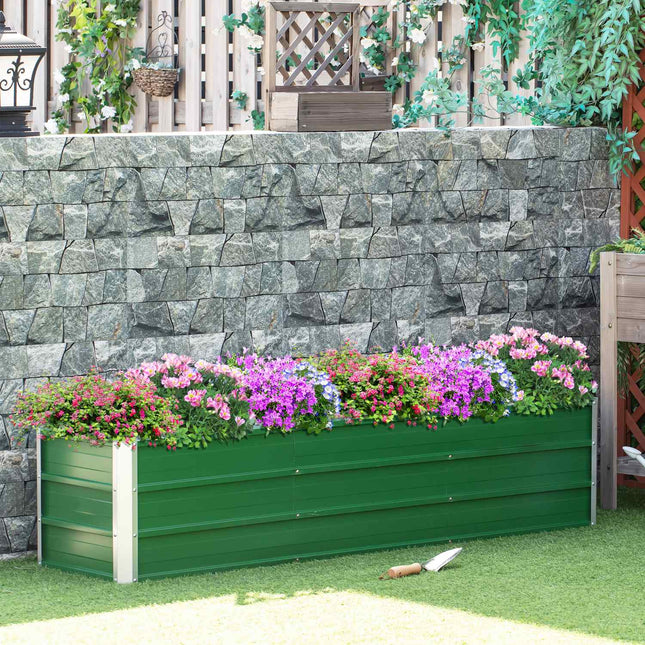 Pat înălțat din oțel jardinieră cutie de flori 183 x 47 x 40 cm cu mănuși verde pentru legume și flori