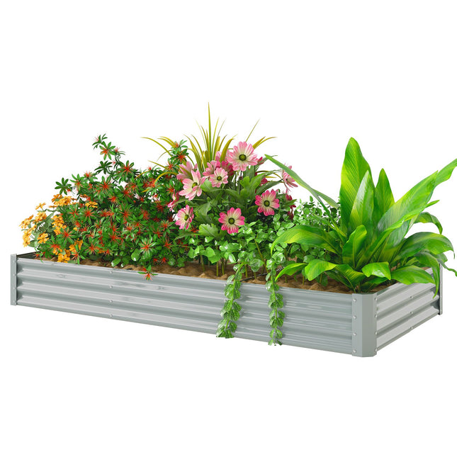 Pat înălțat din oțel, pat de plante rezistent la intemperii cu margine anti-tăiere, cadru rece, pat de grădină, cutie de plante rezistentă la rugină, ghiveci pentru plante, 240 x 120 x 30 cm pentru grădină, balcon, pat de legume pentru flori, l