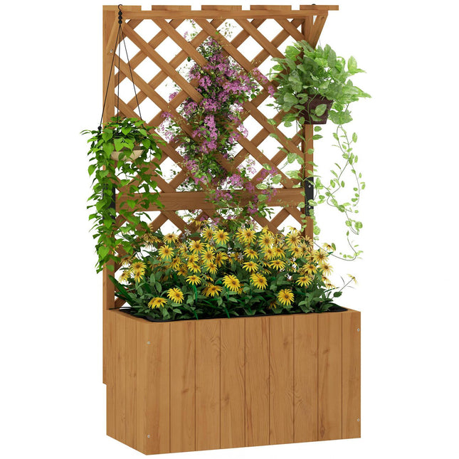Cutie pentru plante pat înălțat cu spalier acoperiș cu spalier ghiveci pentru plante cutie de flori lemn, spalier de grădină 64 x 33 x 122cm pentru grădină balcon terasă, ghiveci pentru plante cățărătoare coș plante, flori