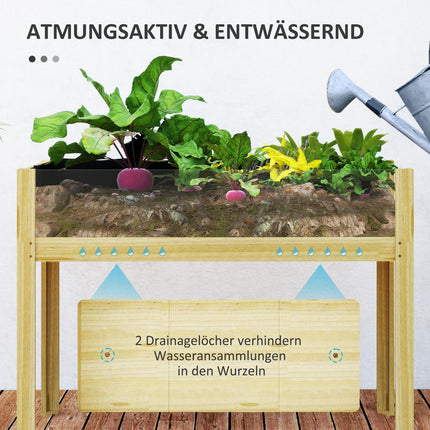 Pat înălțat cu panouri acrilice, pat înălțat de plante cu orificii de drenaj, cutie de plante din lemn, pat de legume rezistent la intemperii, pat de grădină, pat de plante pentru grădină, balcon, lemn natural 110 x 50 x 80 cm