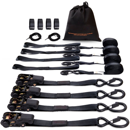 Ratchet Tie Down Straps 4-Pack, 1 In x 15 Ft, 2200 Lb