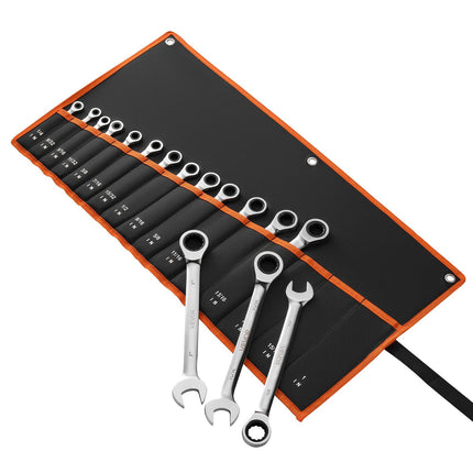 Ratcheting Combination Wrench Set, 16-Piece SAE, 72-Tooth