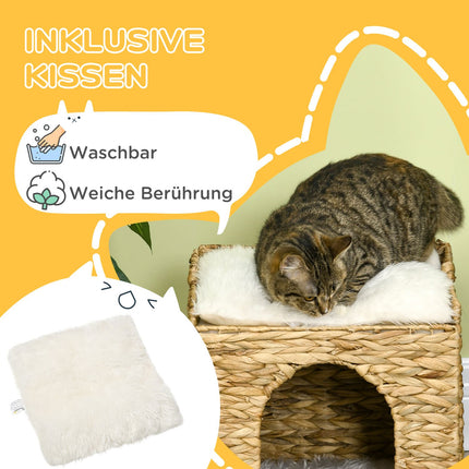 Rattan Cat Cave 2 nivele perna zambila de apa maro pana la 5 kg