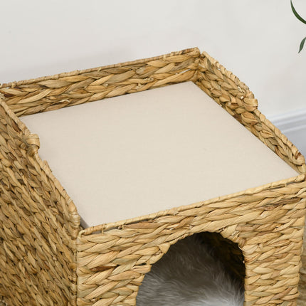 Rattan Cat Cave 2 nivele perna zambila de apa maro pana la 5 kg
